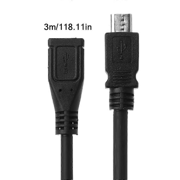 Micro USB hun til han data synkroniserings forlængerkabel til Huawei Android mobiltelefon tablet 3m