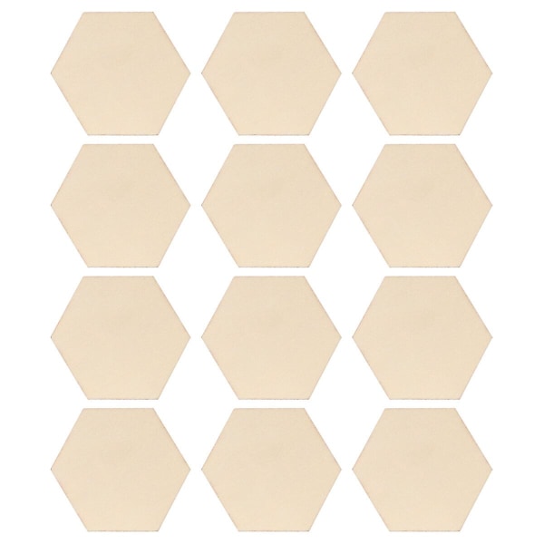 Ornament Håndværk Hexagon Træstykker Blanke Træskiver Ubehandlede Træ Mosaik Flise Træ Udskæring Former Håndværk