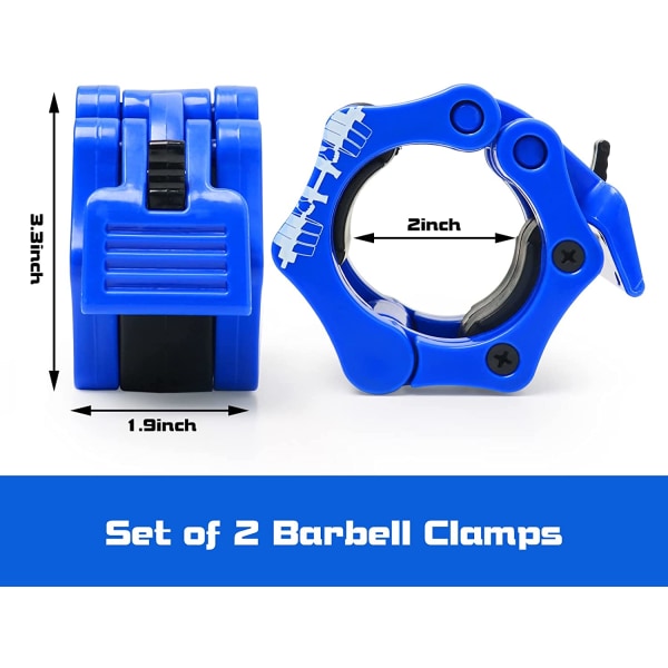 Olympic Barbell Clamps Bar Clips: Quick Release Barbell Collars - 2 tommers vektstangklemme for trening Vektløfting