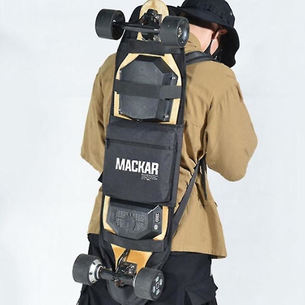Simpel elektrisk skateboardtaske Longboard flad plade dobbelt skulderbærerygsæk 37 tommer justerbar