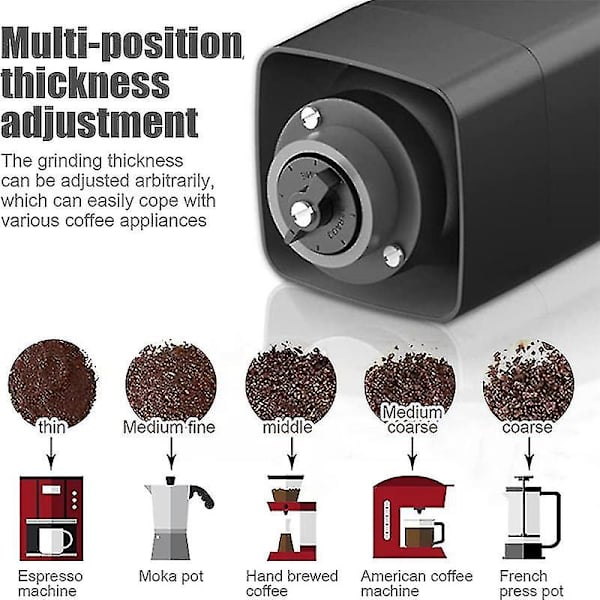 Bærbar USB oppladbar kaffekvern Cafe Automatisk Elektrisk Kaffebønner Pepperkvern Machi