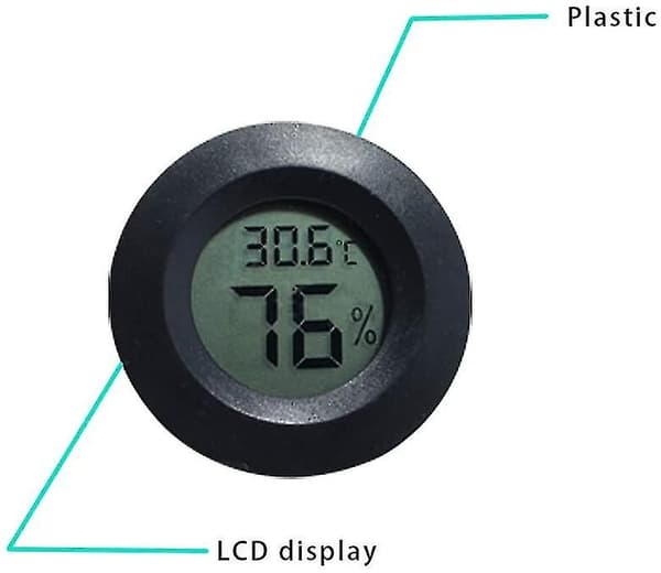 Mini Praktisk Digital Indendørs Rund Termometer Hygrometer Stuetemperatur