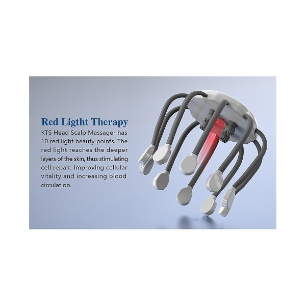 Elektrisk hovedmassager blæksprutte Hovedbundsmassage Musik 5 tilstande 14 vibrerende kontakter Rødt lys terapi