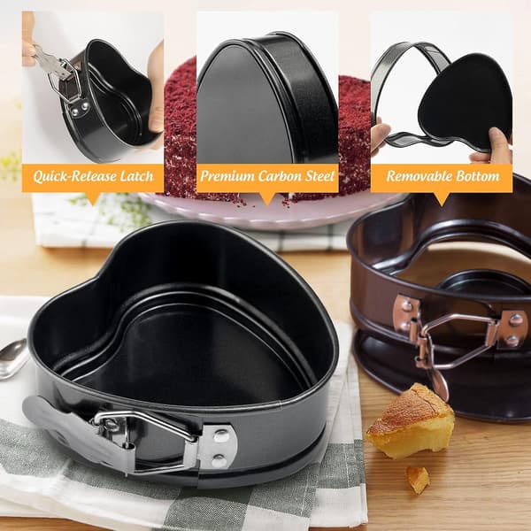 Hjerteformet Springform Pan. Mini 4 Tommer Non-stick Kulstofstål Kageform