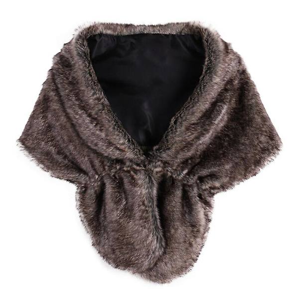 Vinter Elegant Dame Imiteret Pels Kappe Brude Imiteret Pels Frakke Kvinder Bryllup Sjal Aften Fest Wraps Slim Pels Skulder Kapper ZX S
