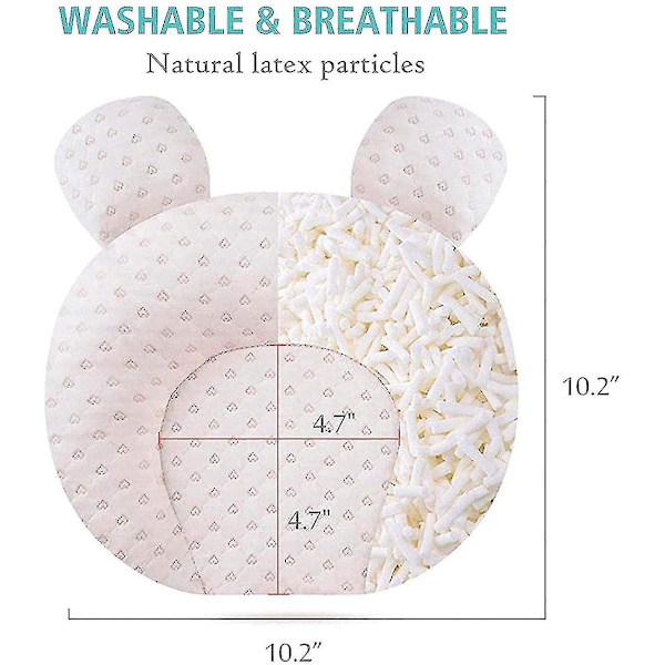 Muitar Myke Baby Nursery Puter Unisex Nyfødte Hode Forming Spedbarn Støtte Sovende Hode Sove Puter Med Bjørn