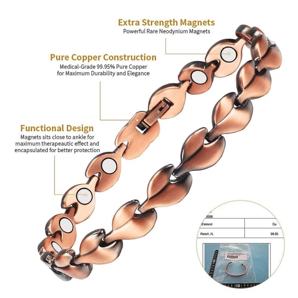 Magneettiterapia Kuparimagneettinen nilkkakoru Naisten nilkkarannekoru lievittää niveltulehduskipua