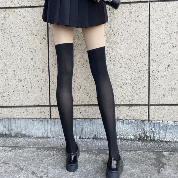 Naiset Seksikäs Patchwork Heart Polvenyläiset sukat Lolita Style Söpö japanilainen neito Ihana pitkät sukat Harajuku High Tube sukat