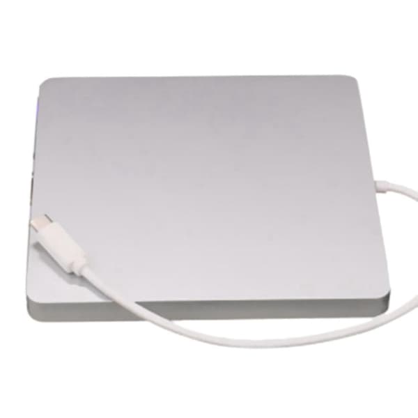 USB Extern CD/DVD-enhet Typ C Bärbar Enhetsfri CD-spelare för Laptop PC Windows, silver