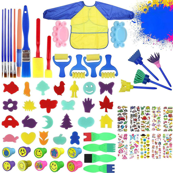 68 stycken/ set Barn Sponge Painting Brushes Kit Barn gör-det-själv-pensel