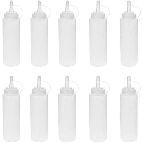 10 stk. 240 ml klemmeflaske, multifunktionel klemmeflaske (gennemsigtig)
