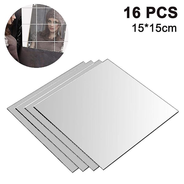 Seinän peilit Peililaatat Itsekiinnittyvät 15x15cm, Neliön muotoiset peilit