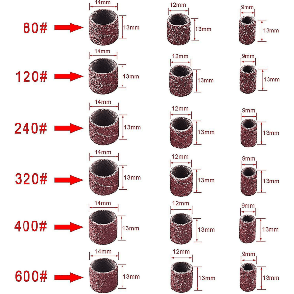 384 stk. trommesliber inklusive 360 stk. slibebånd og 24 stk. tromlemandrel til Dremel roterende værktøjer Scrollsqy