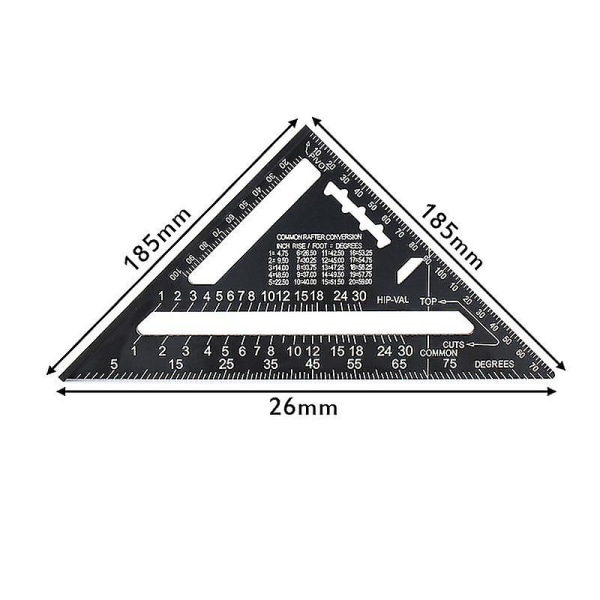 7/12inch Triangular Ruler Square Metric Aluminum Alloy Triangle Angle Ruler Protractor Woodworking Layout Gauge Measure Tool