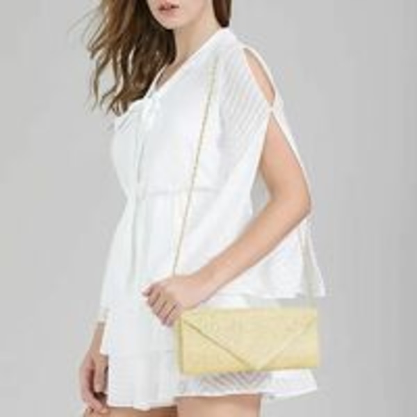 Kvinners Aften Clutch Bag, Elegant Champagne Rosa Skinnende Paljett Konvolutt Stil Crossbody Håndveske med Kjede, Chic Clutch Caba Tote Bag for Bryllupsfest
