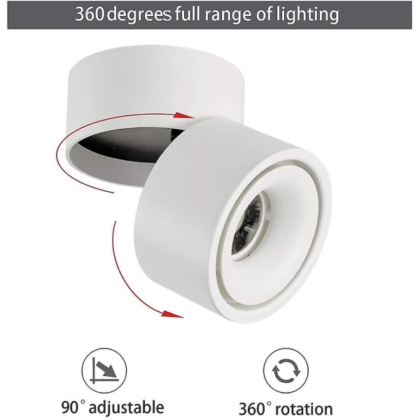 12w LED-loftspots Justerbar Lampehusvinkel, Led 10x10x10cm (hvid-4000k)