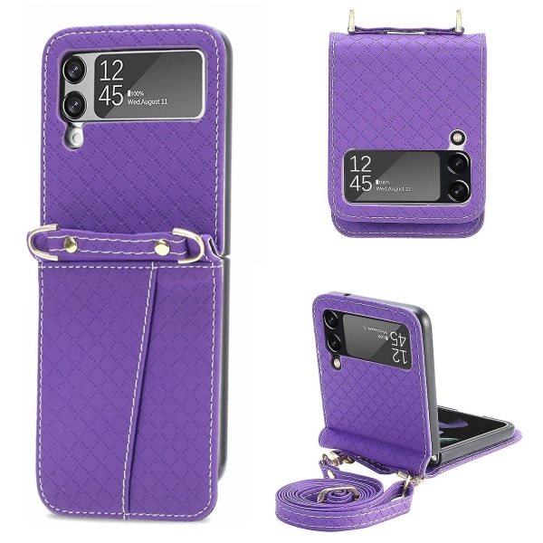 Lanyard Case Yhteensopiva Samsung Galaxy Z Flip 3 Z Flip 4 Korttitelineen Iskunkestävä Crossbody Purple