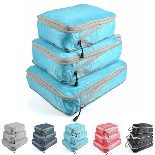 Komprimerbare pakkekuber Sammenleggbar vanntett koffert sky blue