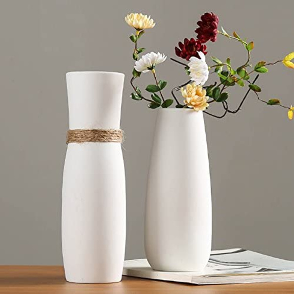 Hvid keramisk vase, moderne enkelt sæt, egnet til hjem, li