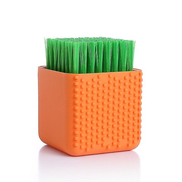 Multifunktionel silikone blød børste til rengøringskrubbebørste 1 stk, orange