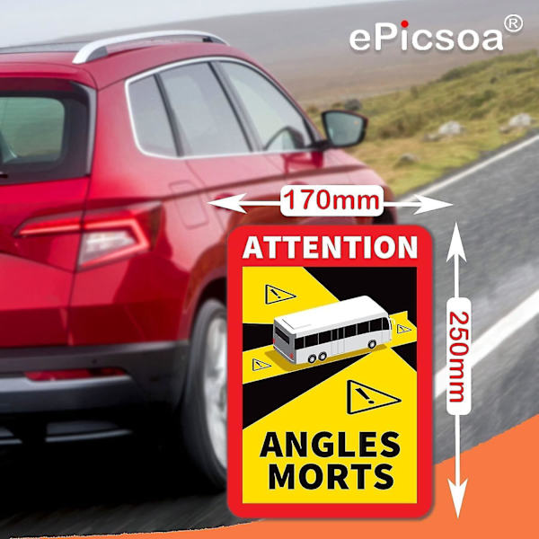 Angles Morts -tarra, kuolleen kulman tarrat matkailuautoon, 10 kpl