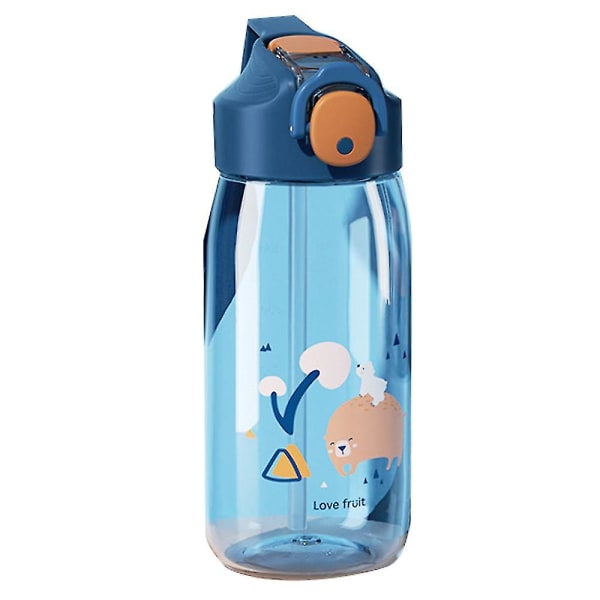 550 ml vandflaske med sugerør Lækagesikker til børn, gratis holdbar plastik  drikkeflaske, blå f505 | Fyndiq