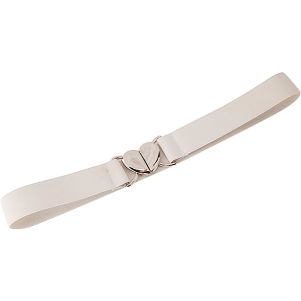 Elastisk strekkbelte Jente Uniform Belte med Hjertespenne for Jeans Bukser Kjole, White