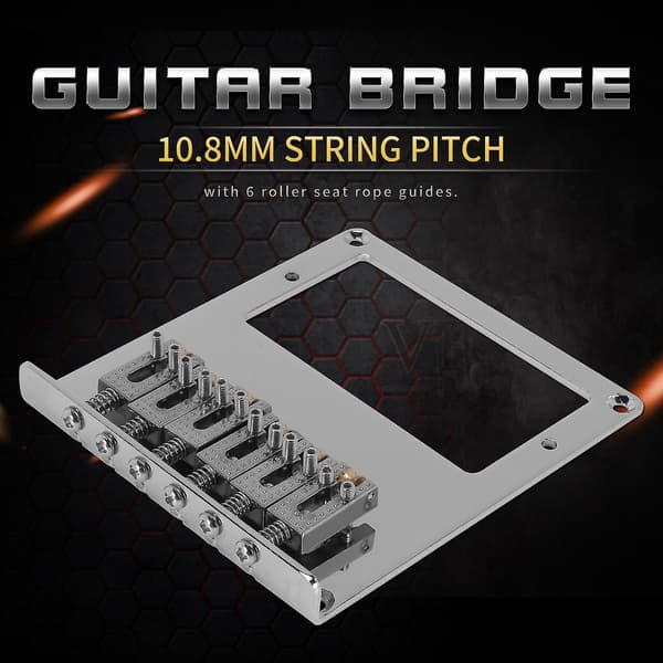 6 Sadel 6 Sträng Humbucker Gitarrstall för Tele Gitarr (krom)