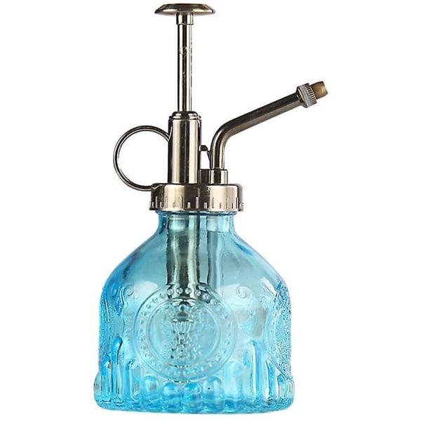 Glasväxt Sprayflaska, 6,5\" Hög Vintage Vattningskanna Med Topppump, Läckagesäker Hög Atomiserande Munstycke För Blomsterträdgårdsväxter - Blå