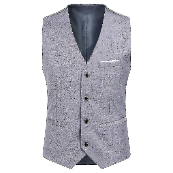 Herre Dress Casual 3-delt Dress Blazer Bukse Vest 9 Farger Z Grey 3XL