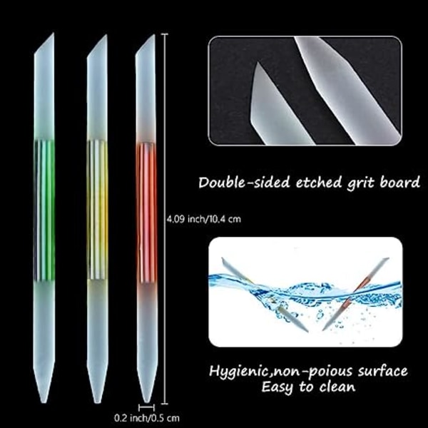 2 stk Glass Cuticle Pusher Dual Ended Manicure Stick Professional Prec green