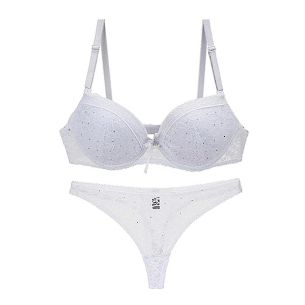 Kvinders Lingeri Stroppet Sexy Blondering BH Sæt Gennemsigtig Lingeri Underbukser 75b (hvid)