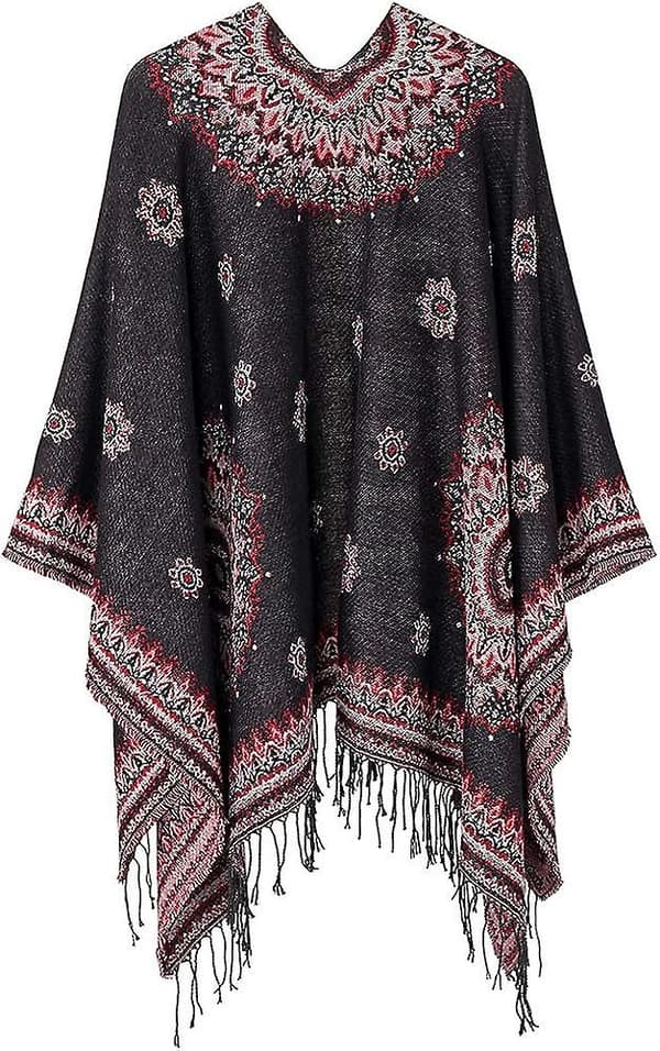 Dame Poncho Capes Åpen Front Cardigan Teppe Wraps For Fall/vinter