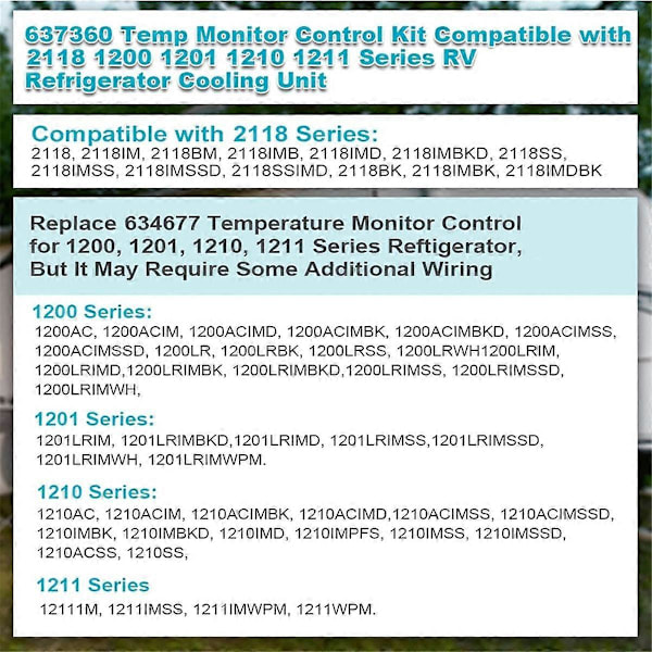 637360 Temperatur Monitor Kontrol Kit, 634677, til RV Køleskab Køleenhed Temperatur Monitor Kontrol Kit