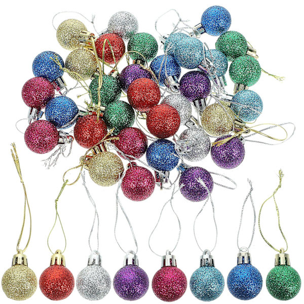 80 st Mini Glitterbollar Julgranskulor Flerfärgade Julgranshängen