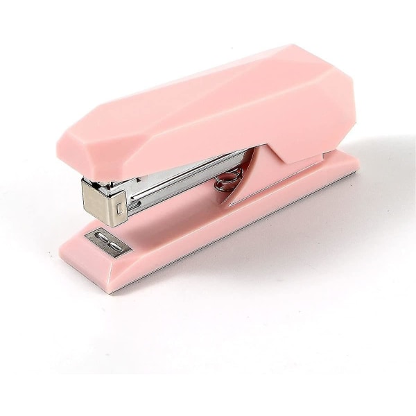 Wekity häftapparat med häftklamrar, små kraftiga häftapparater för skrivbord (rosa)