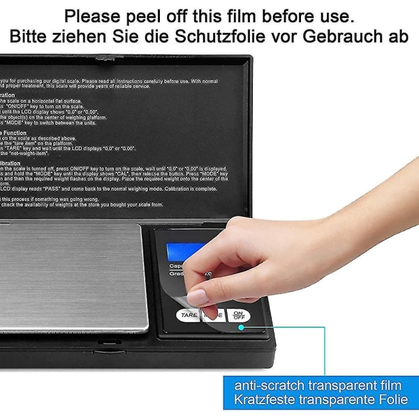 Pocket Scale - Bærbar digital vægt med baggrundsbelyst LCD-skærm, digital lomme