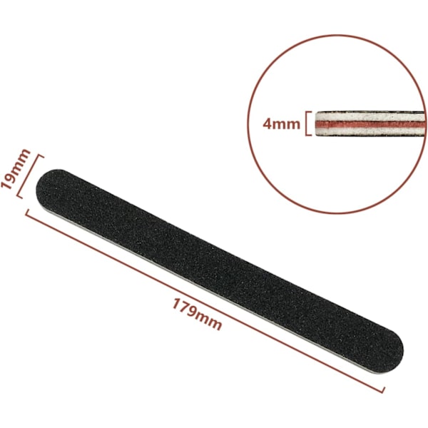 Neglefile 10 stk Professionelle Dobbeltsidede 100/180 Grit Neglefil Emery Board Sort Manicure Pedicure Værktøj og Neglebufferfil