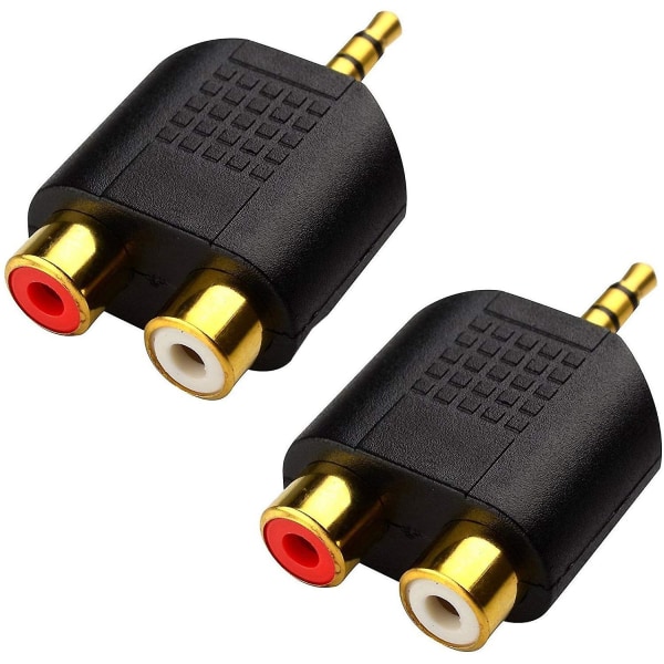 2 stk 3,5 mm til Rca Audio Adapter Højttaler Mp3-afspiller 1-drag-2 Stereo