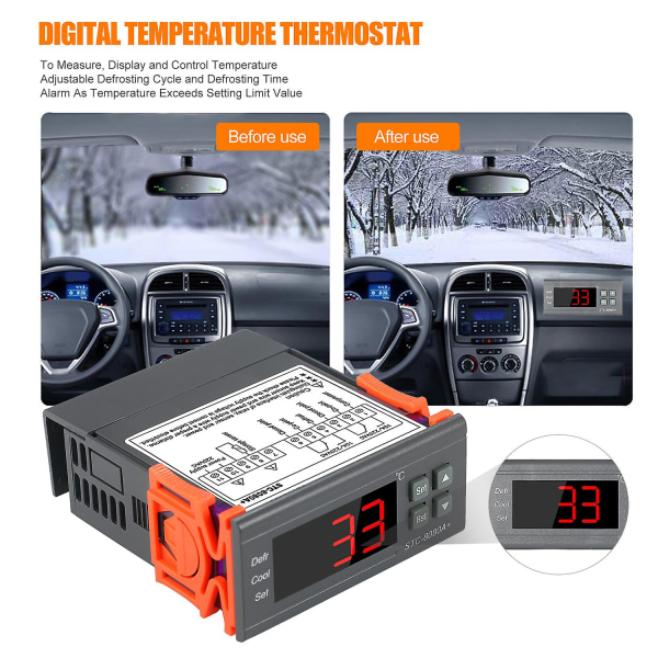 Digital temperaturregulator Stc-8080a+ Kjøleskap termostat for kjøleskap Automatisk avriming med Ntc sensorprobe 220v