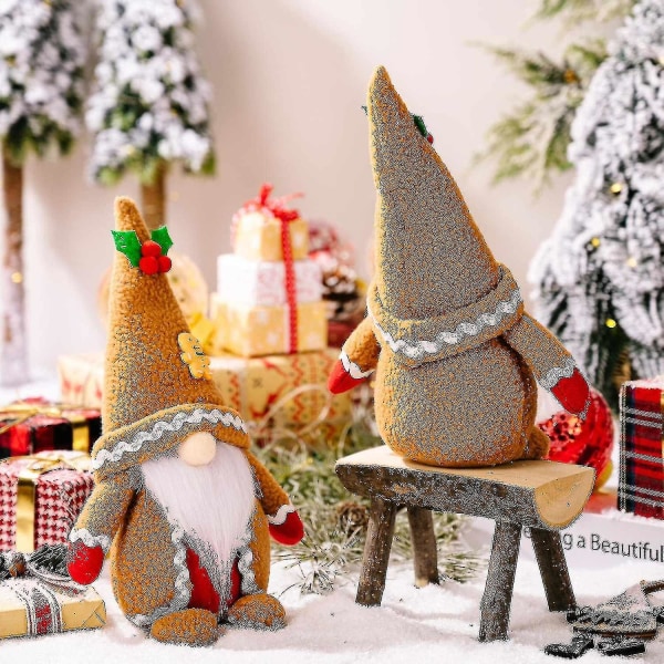 Christmas Gnomes Plysj,håndlaget Xmas Gonk Doll Tomte Gnome Ornaments Ansiktsløs dukkefigur Jul
