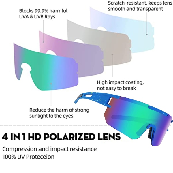 Cykelpolariserede Sportssolbriller til Mænd Kvinder,UV400 Anti-UV-solbriller,Løb,Golf,Fiskeri