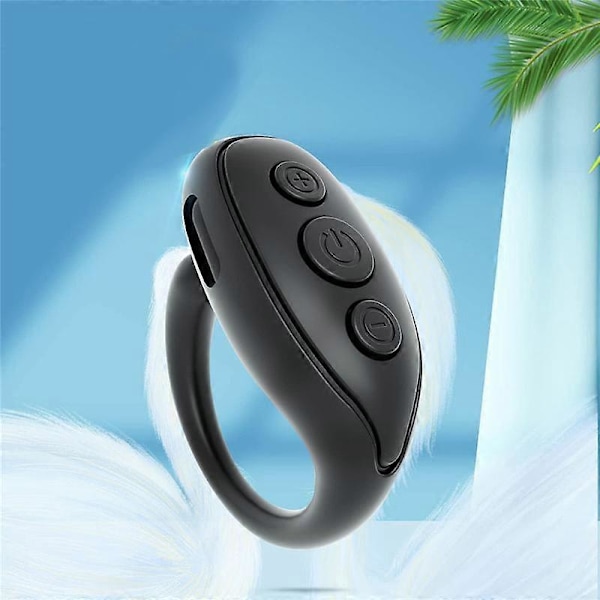Bluetooth Fjernbetjening Sidevender, Mobiltelefon Kamera Udløser Selfie Fjernbetjening, Smart Ring Fjernbetjening - Sort