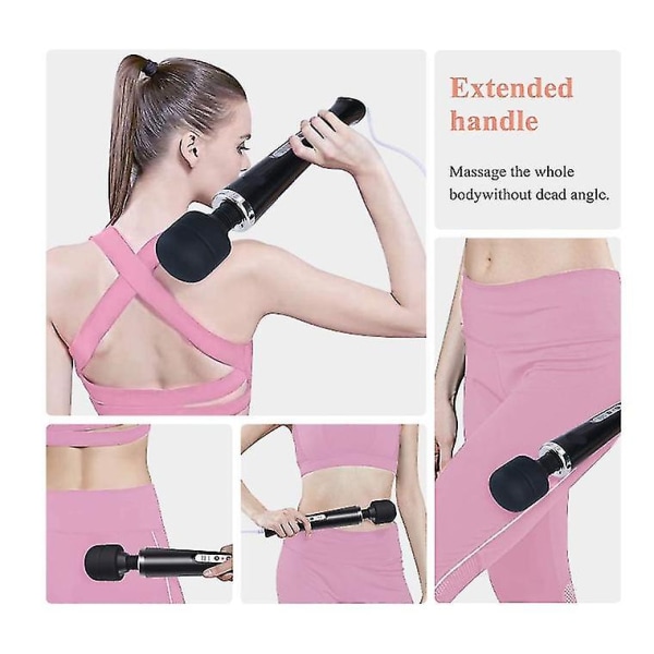 Kablet kraftfuld håndholdt stavmassager med 10 pulsindstillinger, personlig total kropsterapi (sort)