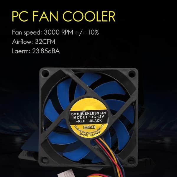 12V DC 32 70mm 4-bens Computer Case Cfm Pwm Cpu Pc Fan Blå Sort