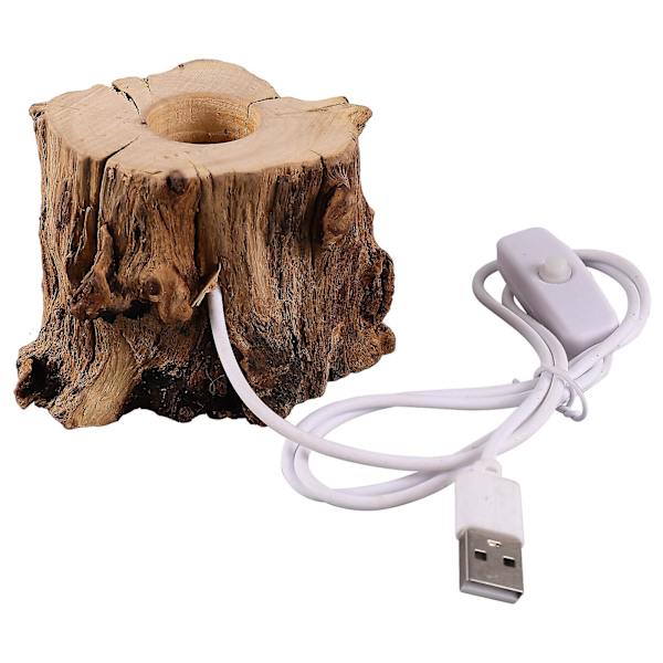 Trä Kristallkula Stativ Stubbe Forma Nattljus Stativ Usb