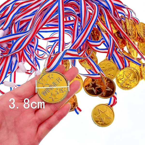 30 X plastik guld vinder medaljer med bånd til børn festspil præmier børn