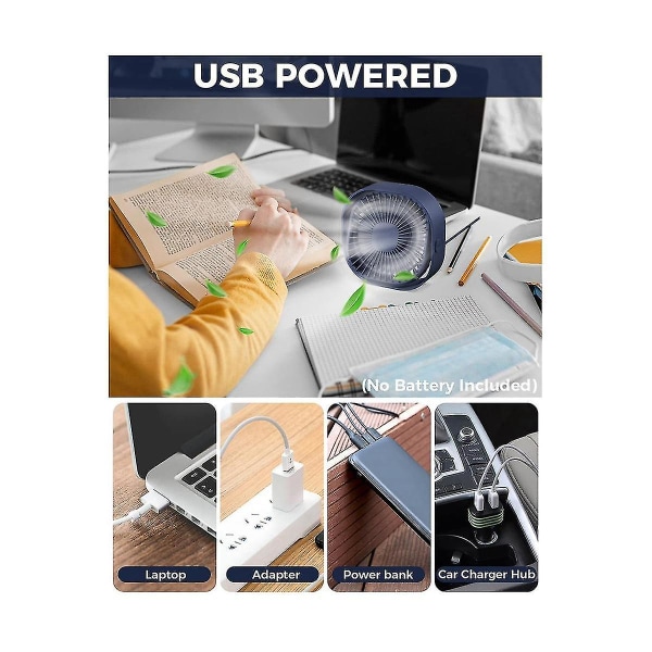 4 tuuman USB pöytätuuletin 3 nopeutta kannettava pöytätuuletin pieni jäähdytystuuletin 360 pyörivä hiljainen pöytätuuletin