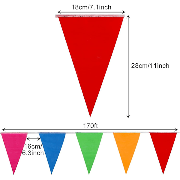 300 stk. farverige flagbanner 375ft flerfarvet flagbanner nylonklud flag vimpler til festdekorationer og butikker