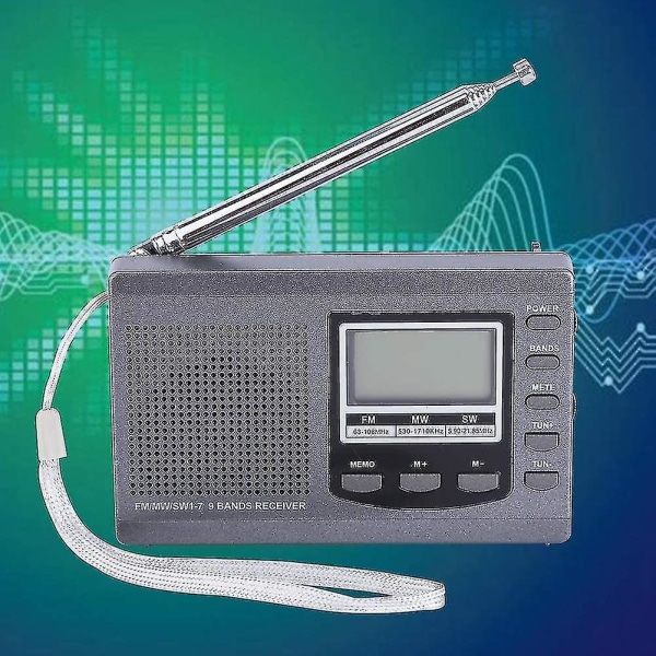 Bärbar miniradio Fm/mw/sw-mottagare med digital väckarklocka Fm Rad
